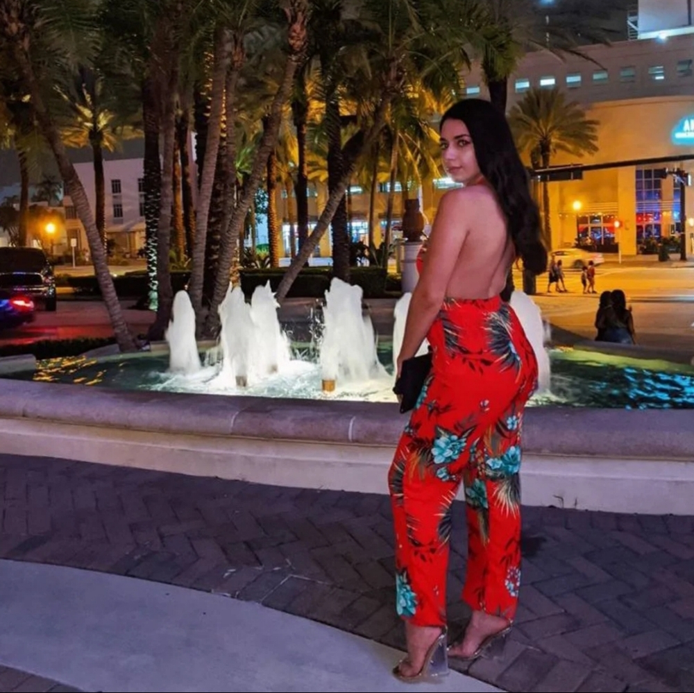 RED FLORAL JUMPSUIT